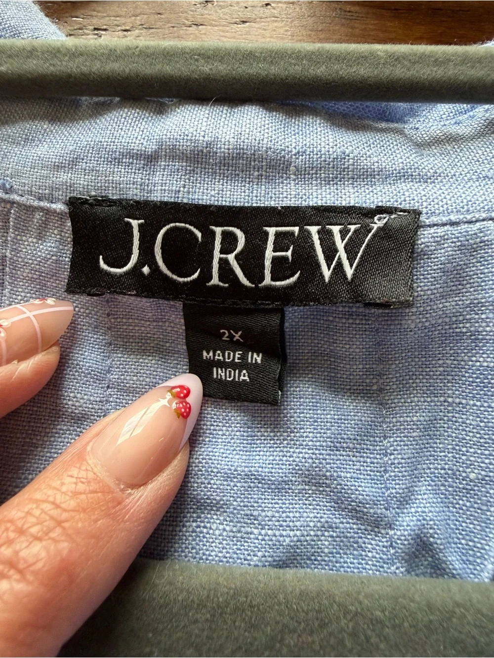J. Crew Soft Light Blue Short-Sleeve Linen Button Shirt w/Ruffle Detail Size 2x